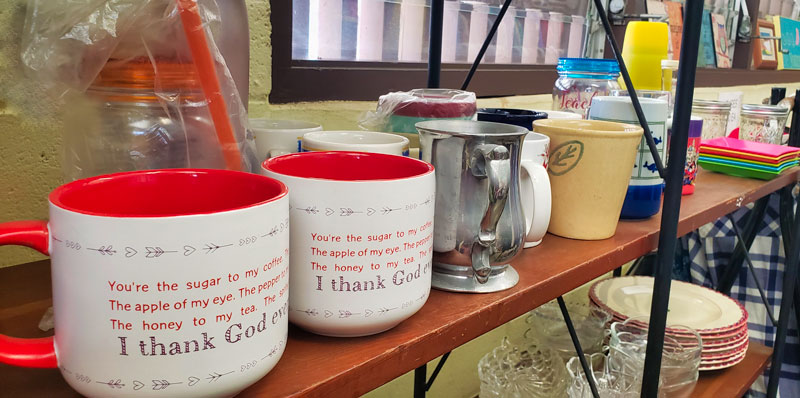 Kitchenware available at the Makiki Christian Church Thrift Shop